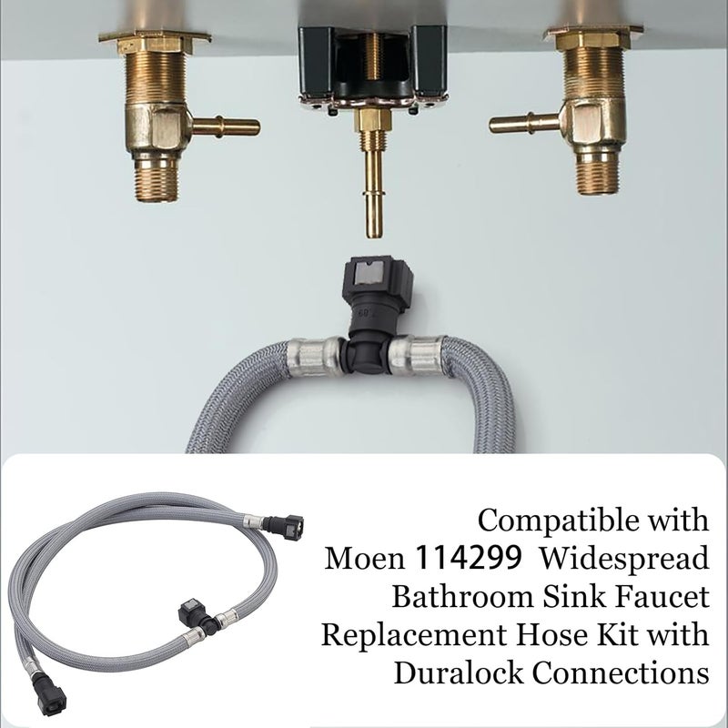 gcbcrit Replacement Hose Kit Compatible with Moen 114299 Widespread Bathroom Sink Faucet Replacement Hose Kit with Duralock Connections - Image 2